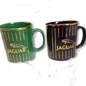 Green and Black Ceramic Jaguar Mug Set-two Awesome Cups